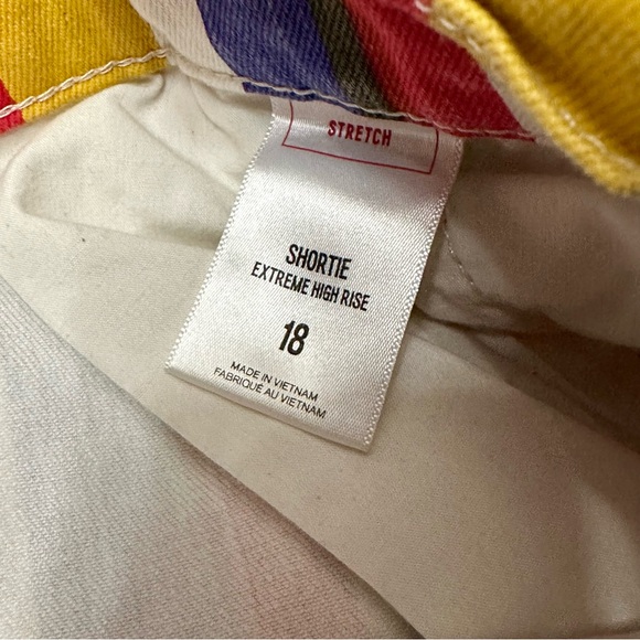 Express Womens Sz 18 Bold Multi Color Striped Extreme High Rise Shortie Shorts - Picture 7 of 7